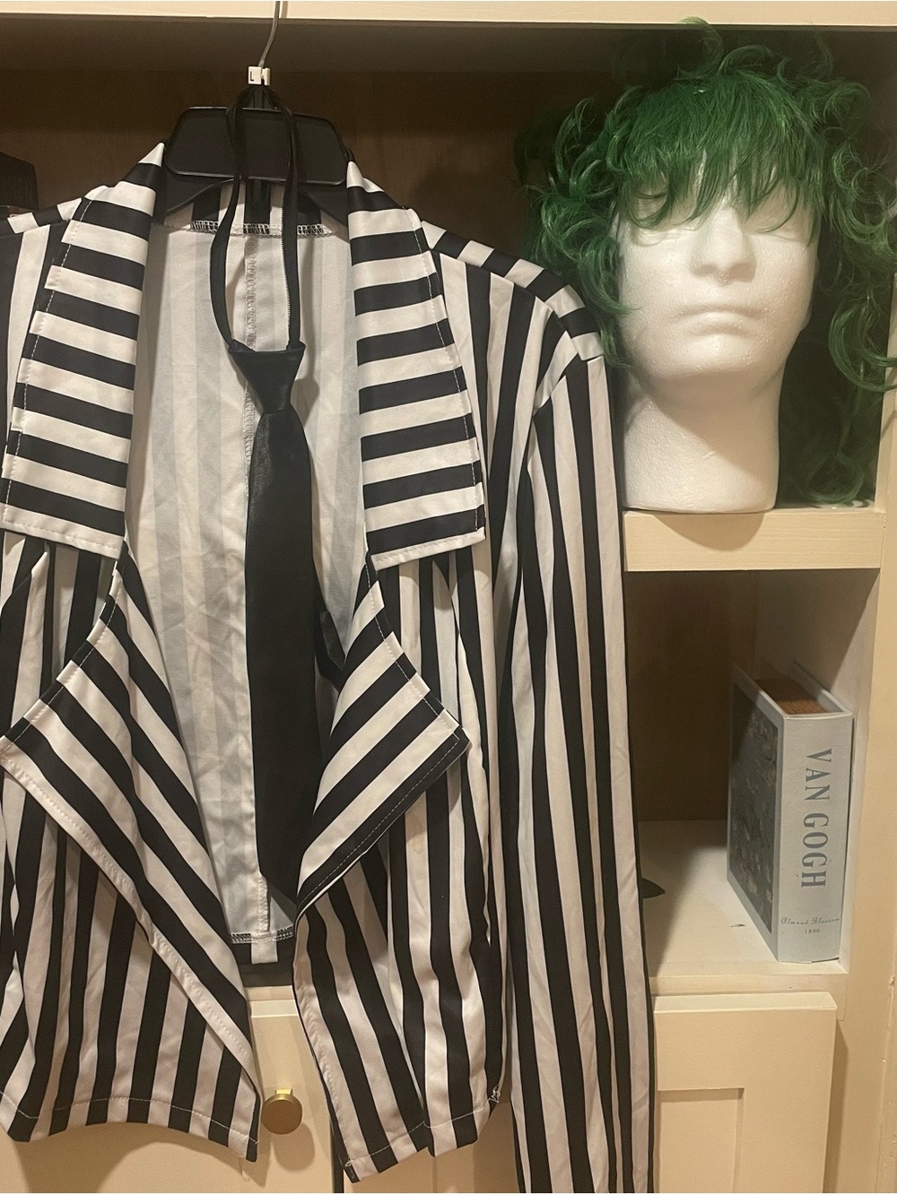 Beetlejuice inspired blazer, tie and wig